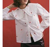 Camicia donna a maniche lunghe con colletto Peter Pan, stampa a cuori, monopetto, carina, elegante e casual, adatta per San Valentino e uscite, primavera/estate L,M,S,XL,XS,XXL,XXS,XXXL,XXXXLCuoreTess