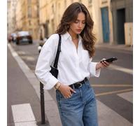 Camicia donna a tinta unita, manica lunga, ampia, adatta per colloqui di lavoro, pendolarismo, casual, minimalista. Adatta per il ritorno a scuola, laurea, ufficio, primavera, estate, autunno. Semplic