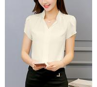 Camicia Donna Blusa Chiffon Elegante Signore Ufficio Top Manica Corta S-3XL