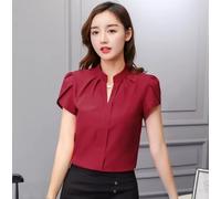 Camicia Donna Blusa Chiffon Elegante Signore Ufficio Top Manica Corta S-3XL