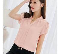 Camicia Donna Blusa Chiffon Elegante Signore Ufficio Top Manica Corta S-3XL