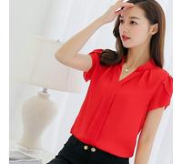 Camicia Donna Blusa Chiffon Elegante Signore Ufficio Top Manica Corta S-3XL