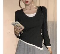 Camicia donna Breezy design patchwork a contrasto manica lunga perfetta per le v