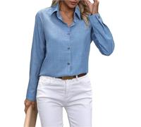 Camicia Donna Camicia da Donna con Risvolto a Maniche Lunghe, Semplice e Casual, con Combinazione di Colori alla Moda Primavera-Autunno, con Una Solida Camicia da Ufficio Femminile.(Color6,S)