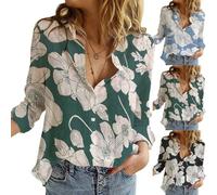Camicia Donna Cotone E Lino Camicia Elegante Offerte Camicie Manica Lunga Scollo a V T Shirt Vintage Primavera 2025 Camicette Curvy Leggera Fantasia Top Lino Casual Blusa Estiva Boho Floreale