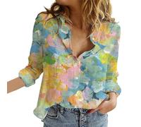 Camicia Donna Cotone E Lino Camicia Elegante Offerte Camicie Manica Lunga Scollo a V T Shirt Vintage Primavera 2025 Camicette Curvy Leggera Fantasia Top Lino Casual Blusa Estiva Boho Floreale