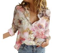 Camicia Donna Cotone E Lino Camicia Elegante Offerte Camicie Manica Lunga Scollo a V T Shirt Vintage Primavera 2025 Camicette Curvy Leggera Fantasia Top Lino Casual Blusa Estiva Boho Floreale