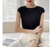 Camicia Donna Elegante, Camicetta Da Donna In Raso Di Seta Estate Elegante Tinta Unita Girocollo Pullover Camicie Top Moda Sottile Manica Corta Tunica Top Casual Formal Party Work Camicette T-Shirt