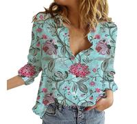 Camicia Donna Elegante Cerimonia Manica Lunga Camicie Eleganti Scollo a V alla Moda Camicette da Ufficio Classica Blusa Leggera Tops Curvy Button Down Maglietta Oversize Loose