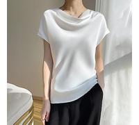 Camicia Donna Elegante,Top In Raso Di Seta T-Shirt Estive A Strati Collo Ad Anello Canotta Camicette Drappeggio Frontale Tunica Dolman Top T-Shirt Casual Eleganti Cami Top Canotta Camicia Basic Per
