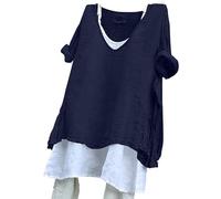 Camicia Donna Estiva Casual Classica Comodo Blusa Leggero Traspirante Scollo a V Oversize Camicetta Manica Corta Ufficio Spiaggia T Shirt Vacanza con Bottoni Moda Fantasia Maglietta