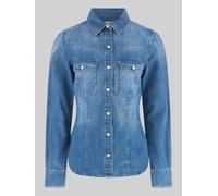 Camicia Donna Guess Jeans Slim Stretch Logo Strass W4RH76D59K2 LOES Denim