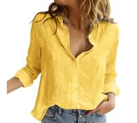 Camicia Donna Lino Cotone Elegante Risvolto Comodo Oversize Camicie in Cotone Leggero Primavera Casual Estive Blusa Maniche Lunghe con Bottoni Ufficio Maglia Tees Classica Moda Lavoro Camicia in Lino