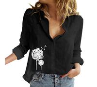 Camicia Donna Lino Cotone Estive Oversize Comodo Risvolto Camicie in Cotone Leggero Primavera Elegante Casual Blusa Classica Moda Ufficio Camicia in Lino Traspirante Vintage con Bottoni Top
