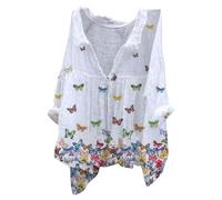 Camicia Donna Lino Cotone Scollo a V Casual Estive Leggero Camicie In Cotone Oversize Comodo Primavera Elegante Maglietta Ufficio Maniche Lunghe Con Bottoni Top Tinta Unita Lavoro Classica Maglia Tees