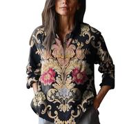 Camicia Donna Lino Manica Lunga Estiva Camicette Boho Floreale Blusa Curvy Cotone E Lino Tunica Leggera Offerte Camicie Elegante Fantasia Maglietta Casual Scollo a V Camice Vintage con Bottoni