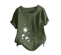 Camicia Donna Manica Corta in Cotone Larghi Basic Top Tinta Unita Taglie Forti Camicetta con Bottoni alla Moda Lavoro Camicetta da Donna Scollata per Lavoro Ufficio da Sera