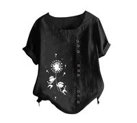 Camicia Donna Manica Corta in Cotone Larghi Basic Top Tinta Unita Taglie Forti Camicetta con Bottoni alla Moda Lavoro Camicetta da Donna Scollata per Lavoro Ufficio da Sera