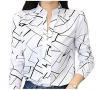 Camicia Donna Maniche Lunghe, Collo Alto, Rigata Camicia Donna(Mixed Floral Pattern XXXL)