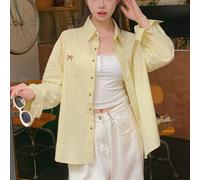 Camicia donna sciolta semplice ma elegante con fiocco unico caratteristica ricam