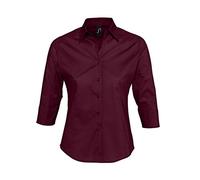 CAMICIA DONNA STRETCH MANICA 3/4 EFFECT SOL'S -M-Bordeaux