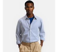 Camicia dritta a righe, collo all'americana, maniche lunghe Blu L Tinta unita