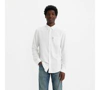 Camicia dritta con taschino in cotone e lino Bianco M Tinta unita