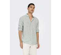 Camicia dritta in lino e cotone Verde S A righe
