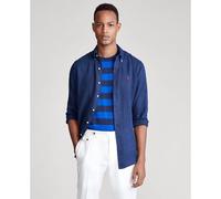 Camicia dritta in lino, maniche lunghe Blu XS Tinta unita