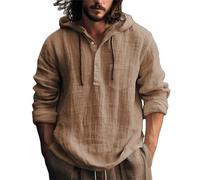 Camicia e cravatta da uomo e autunno, a maniche lunghe, tinta unita, in cotone, da uomo, marrone, XL