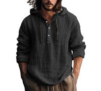 Camicia e cravatta da uomo e autunno, a maniche lunghe, tinta unita, in cotone, da uomo, Nero , M