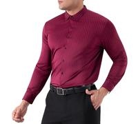 Camicia elastica da lavoro, da uomo, alla moda, a righe, a maniche lunghe, elasticizzata, per il tempo libero, senza pieghe, per gli affari, classica, per tutti i giorni, XS-3XL, Vino, 3XL