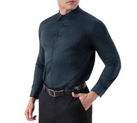 Camicia elastica da lavoro, da uomo, alla moda, a righe, a maniche lunghe, elasticizzata, per il tempo libero, senza pieghe, per gli affari, classica, per tutti i giorni, XS-3XL, verde, M