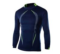 Camicia Elasticizzata Suéter Deportivo transpirable ajustado para Hombre, Camiseta de Manga Larga de secado rápido, Camisetas Deportivas, Camiseta, Sudadera cálida y Camicia A Quadri (Navy, XXL)
