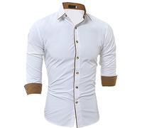 Camicia elegante da uomo a maniche lunghe Solid Slim Fit Casual Business Formale Camicie abbottonate di jeans da uomo Slim Fit Camicia abbottonata in cotone elasticizzato Top Business Regular Fit
