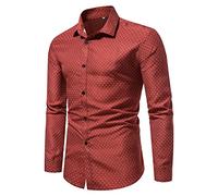 Camicia Elegante da Uomo Stampata a Pois Camicie Eleganti a Maniche Lunghe da Lavoro Camicie Casual Slim Fit alla Moda