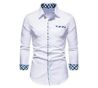 Camicia Elegante Scozzese da Uomo Casual da Lavoro Camicie Slim Fit a Maniche Lunghe Camicie da Lavoro con Colletto e Bavero alla Moda Elasticizzate vestibilità Regolare Camicetta Formale Top