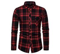 Camicia Elegante Scozzese da Uomo Casual da Lavoro Slim Fit a Maniche Lunghe Camicie alla Moda con Bavero e Colletto Abbottonato Camicie Classiche Eleganti vestibilità Regolare Casual con Tasche