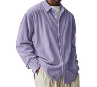 Camicia Elegante Uomo - Camicia Casual in Velluto A Coste da Uomo per Un Comodo Utilizzo Quotidiano Camicia dalla vestibilità Rilassata con Colletto Classico per Uno Stile Versatile (Purple M)