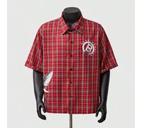 Camicia estiva a maniche corte da uomo, con stampa a scacchi con testo inglese unico raffigurante un bambino angelo L,M,S,XL,XXLAnimaleTessuto intrecciato