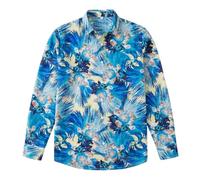 Camicia Estiva,Camicia a Maniche Lunghe con Stampa Floreale Ricamata e abbottonatura Nascosta, Ideale per Un Look Classico o Casual.