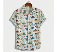 Camicia estiva casual da uomo a maniche corte con stampa animale grafica colorata, adatta come regalo per il ragazzo L,M,S,XL,XXLAnimale,Grafico,stampa dappertuttoTessuto