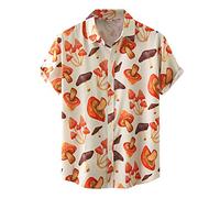 Camicia estiva da uomo a maniche corte, non necessita di stiratura, maglietta sportiva da uomo, traspirante, per il tempo libero, a maniche corte, vestibilità comoda, con stampa a funghi, motivo