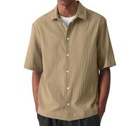 Camicia estiva da uomo, a maniche corte, vestibilità comoda, leggera, traspirante, per il tempo libero, con colletto rovesciato, con bottoni, camicia hawaiana, traspirante, traspirante, comoda da