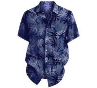Camicia estiva da uomo leggera casual manica corta cotone fiore aloha stampato camicie funky hawaiano regular fit camicia in lino per vacanze camicetta estiva elegante camicia da spiaggia t-shirt