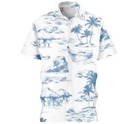 Camicia Estiva Stampata | Camicia Casual Leggera con Bottoni per Tutti i Giorni | Top a Maniche Corte dalla vestibilità Comoda | Abbigliamento Traspirante alla Moda per la (Light Blue, XXXXXL) y