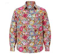 Camicia Estiva Uomo,Camicia a Maniche Lunghe con Stampa Floreale Disco Hippie, abbottonata, per Uno Stile Casual retrò e per Le Feste