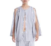 Camicia Estiva Uomo - Vestiti Europei e infermieristici Uomo Casual e Comodo Senza togliere la Maglietta a Maniche Lunghe per Il Recupero postoperatorio (Blue XL)