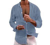 Camicia Estivicasual A Maniche Lunghe da con Colletto per L'Uso Quotidiano, Camicia Uomo Lino Perfetta per Gli Outfit, Si Abbina Bene A Jeans E Chino per Stile Comodo.