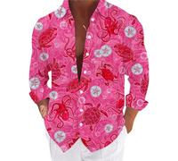 Camicia floreale da uomo a maniche lunghe con stampa floreale in stile hawaiano Top per il tempo libero vacanze button down estate spiaggia casual grafica festa usura leggera camicia da viaggio outfit